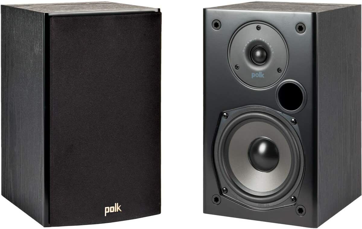 Polk Audio T15 2-Way Indoor Bookshelf Speaker in Black - Pair
