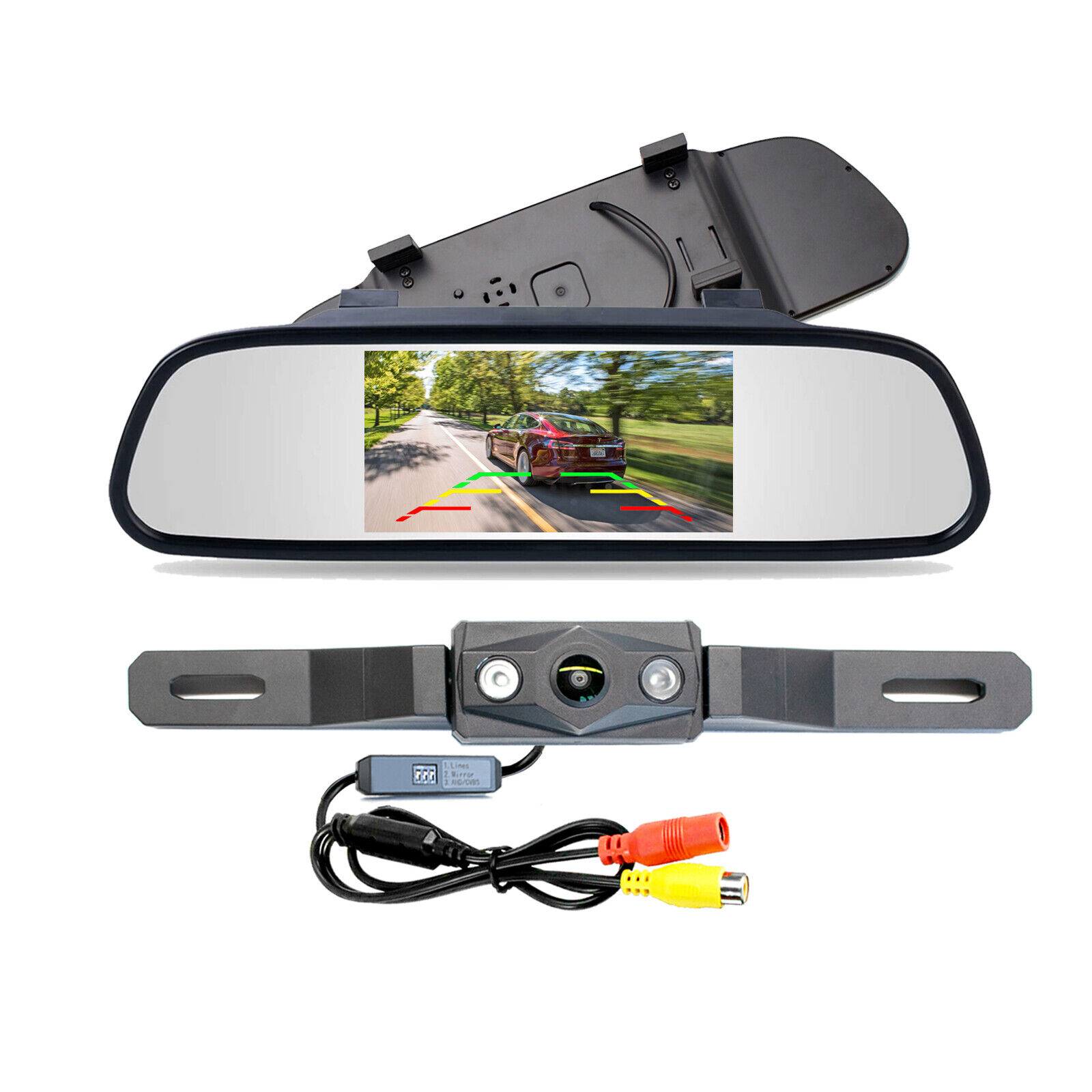 HD CVBS AHD Camera +4.3 Mirror Monitor for Car Front Rear View Reversing System