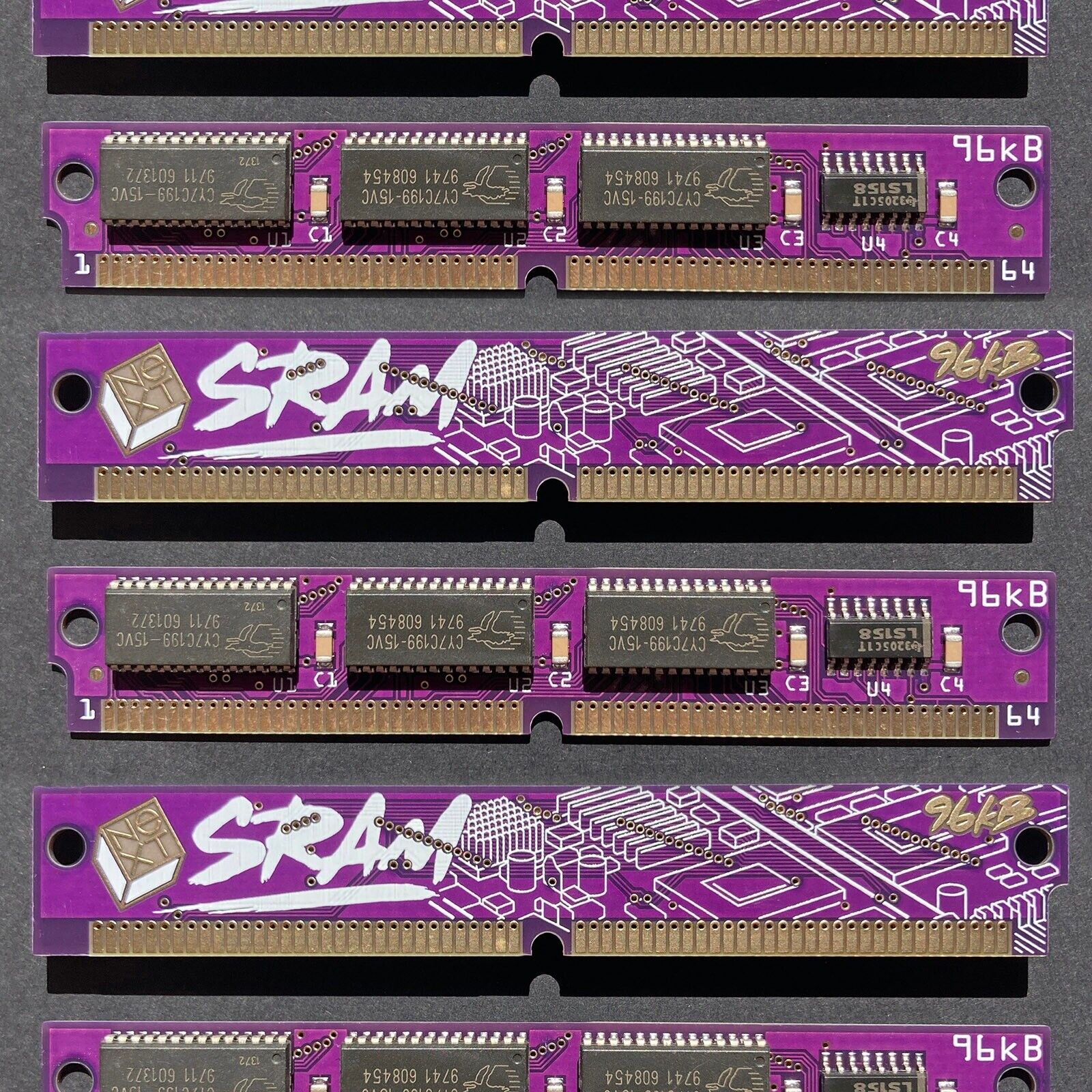 1pcs PurpleRAM new 64pin SIMM 96kB DSP SRAM memory NeXT computer 