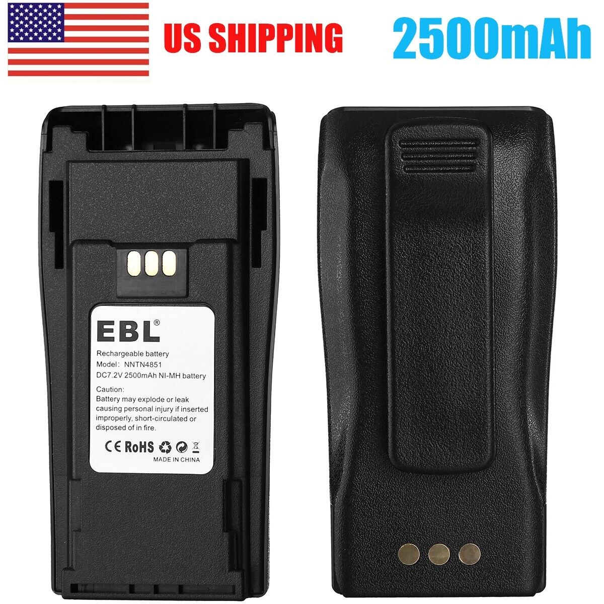 EBL NNTN4497 Battery for Motorola 4970 CP150 CP180 CP200D PR400 EP450 2500mAh