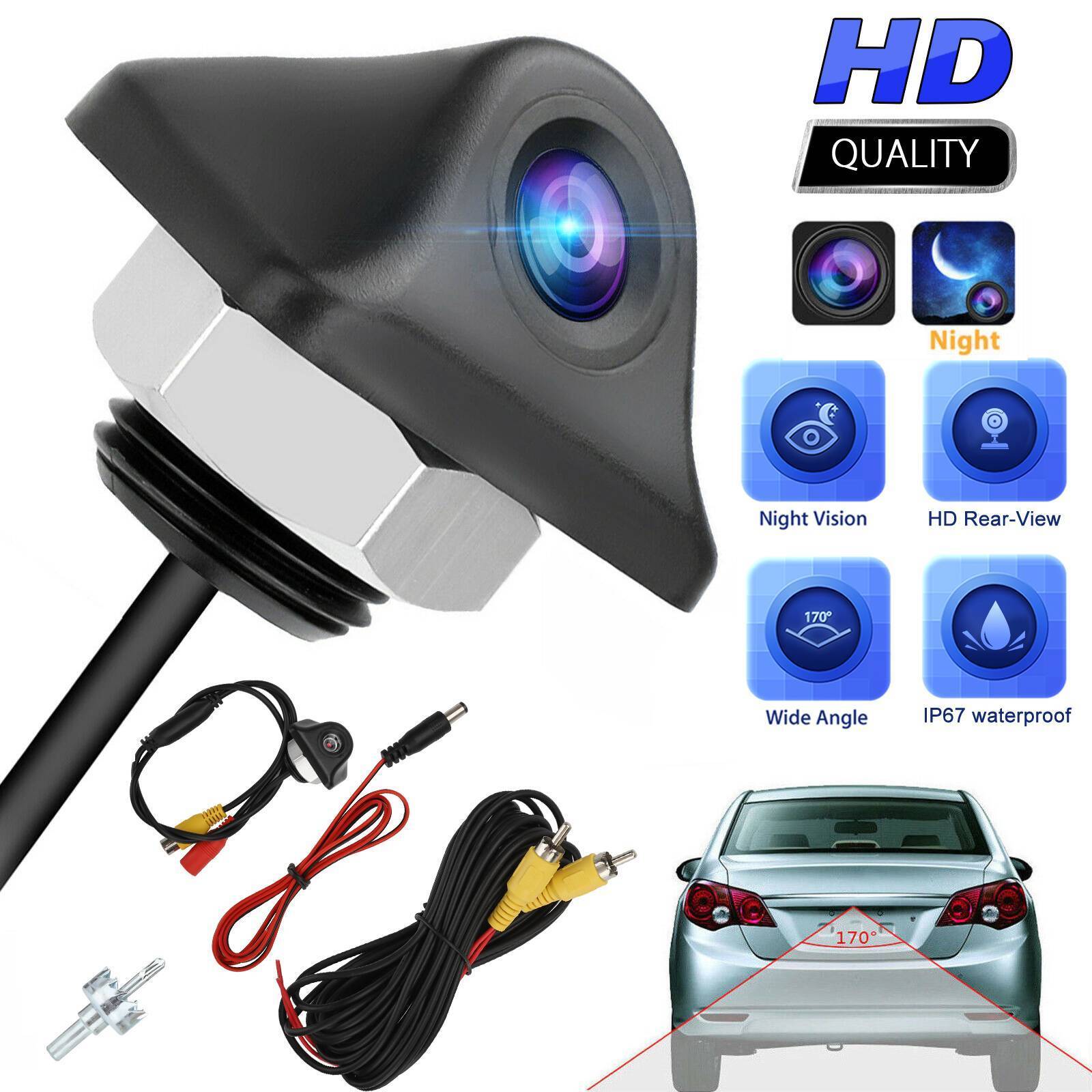 170° Car Rear View Backup Camera Reverse Parking Cam Waterproof HD Night Vision