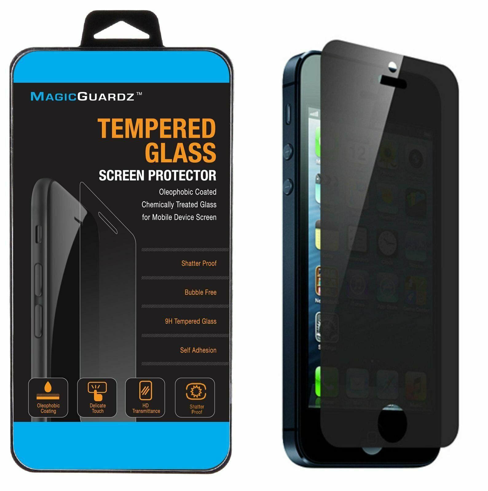 Privacy Anti-Spy Tempered Glass Screen Protector Shield for iPhone 5 5S 5C
