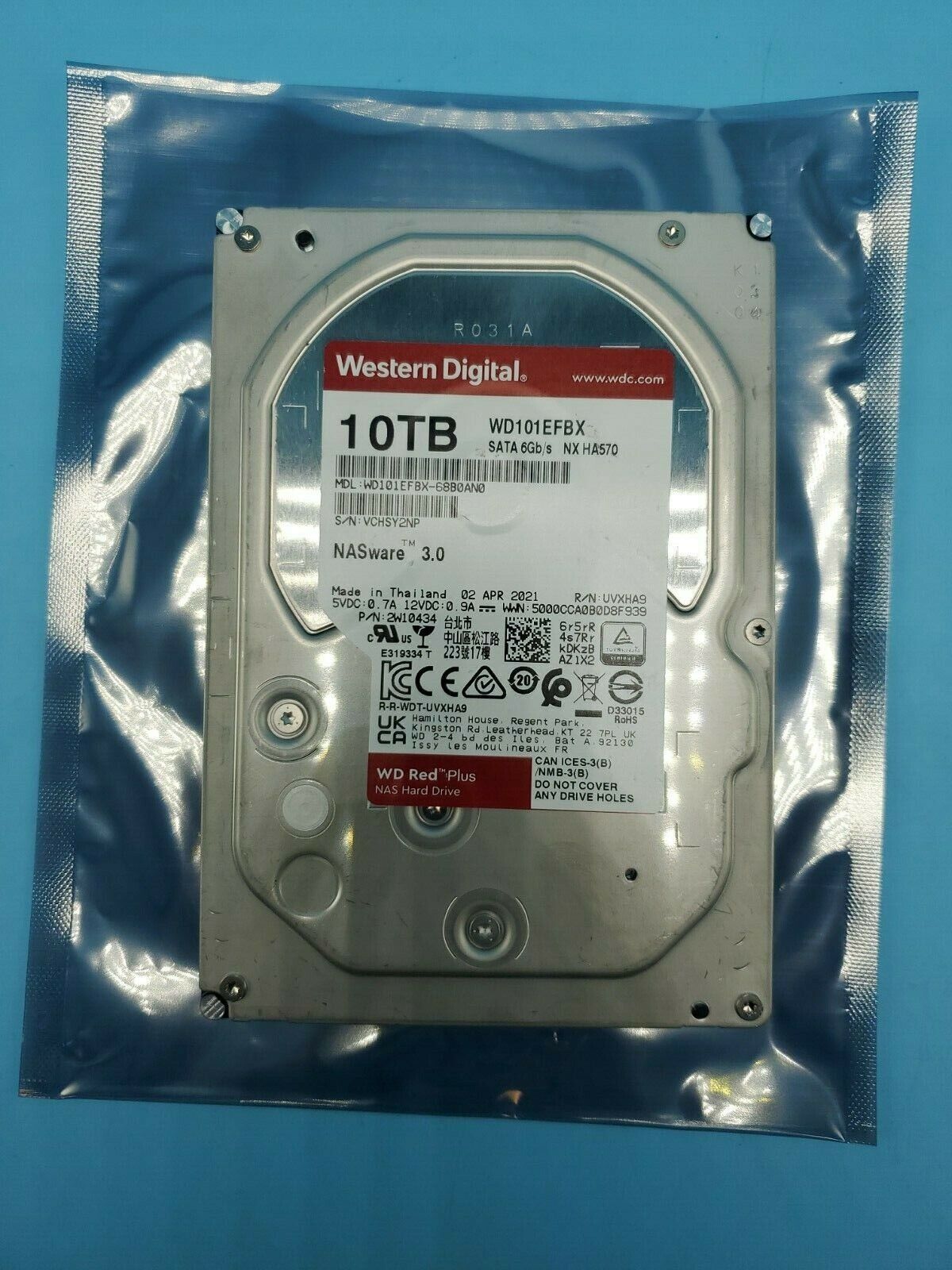   Western Digital Red Plus 10TB, Internal, 7200 RPM, 3.5 inch (WD101EFBX)