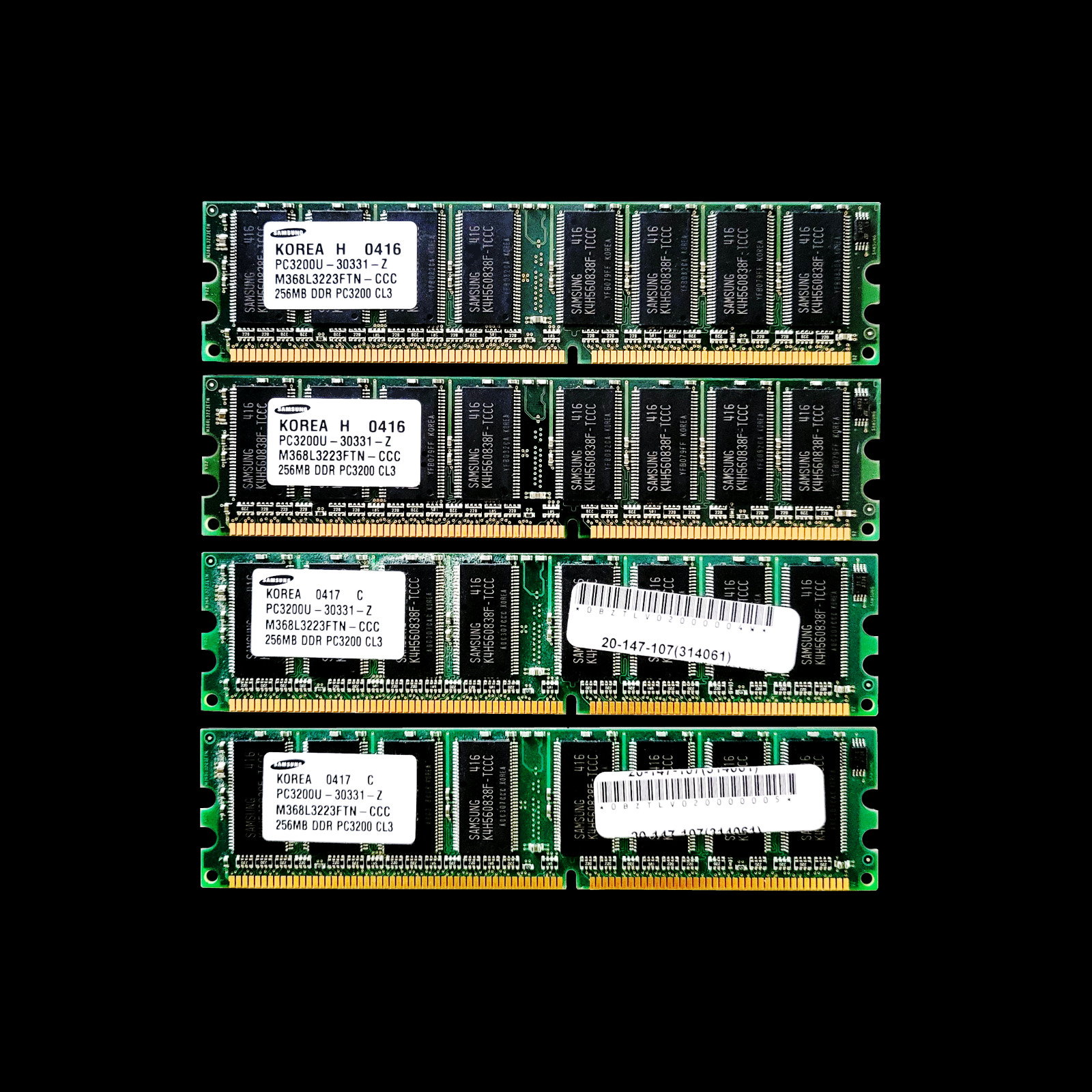 Samsung 1GB 4x256MB Memory Modules DDR-400MHz PC3200 DIMM M368L3323FTN-CCC