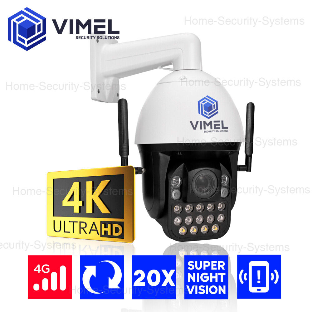4G Security Camera ULTRA HD 4K 20X Optical Zoom LIVE VIEW 24/7 ALARM PTZ