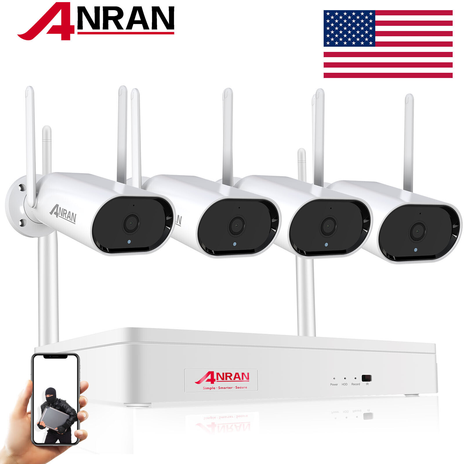 1080P HD Wifi Security Camera System Wireless Outdoor IP CCTV 8CH NVR Kit APP US