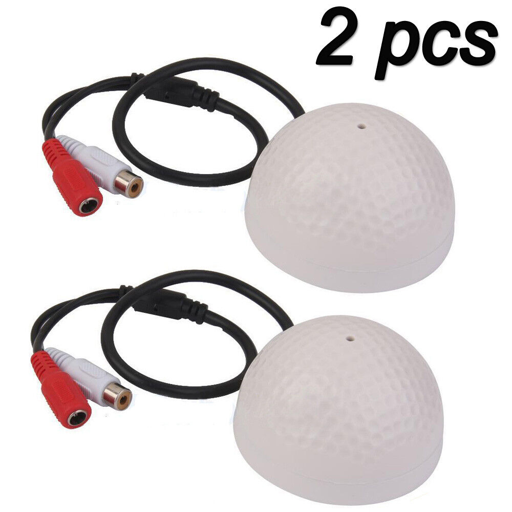 2 Pcs High Sensitive Microphone DC Audio/Sound Cable Monitor For CCTV Camera US