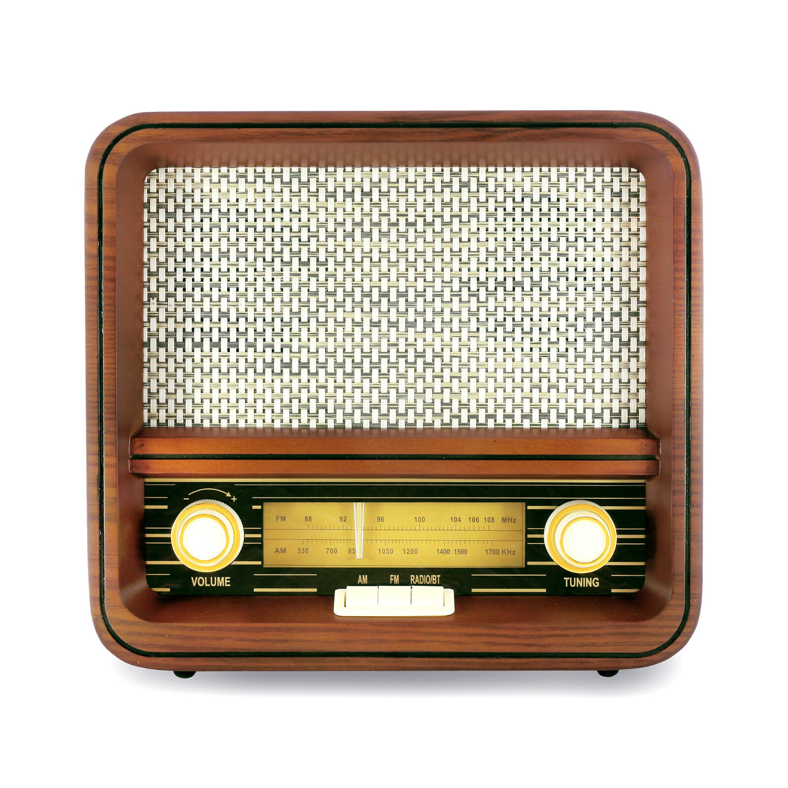Fuse Real Wood Exterior Vintage Retro Bluetooth, AM/FM Radio, Speaker