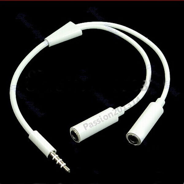 3.5mm AUX Audio Mic Splitter Cable Earphone Headphone Adapter 1 Male To 2 Female