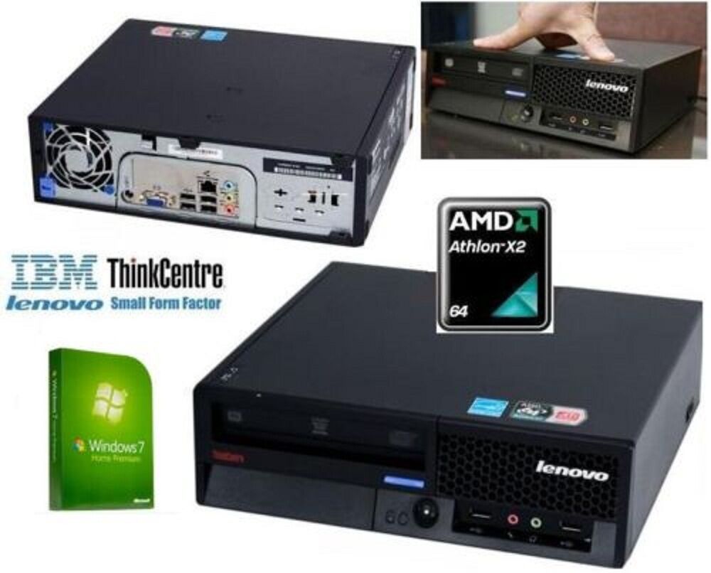 IBM ThinkCentre USFF Windows 7 PC Computer AMD Athlon X2 64 3GB 80GB 5 Year Wty