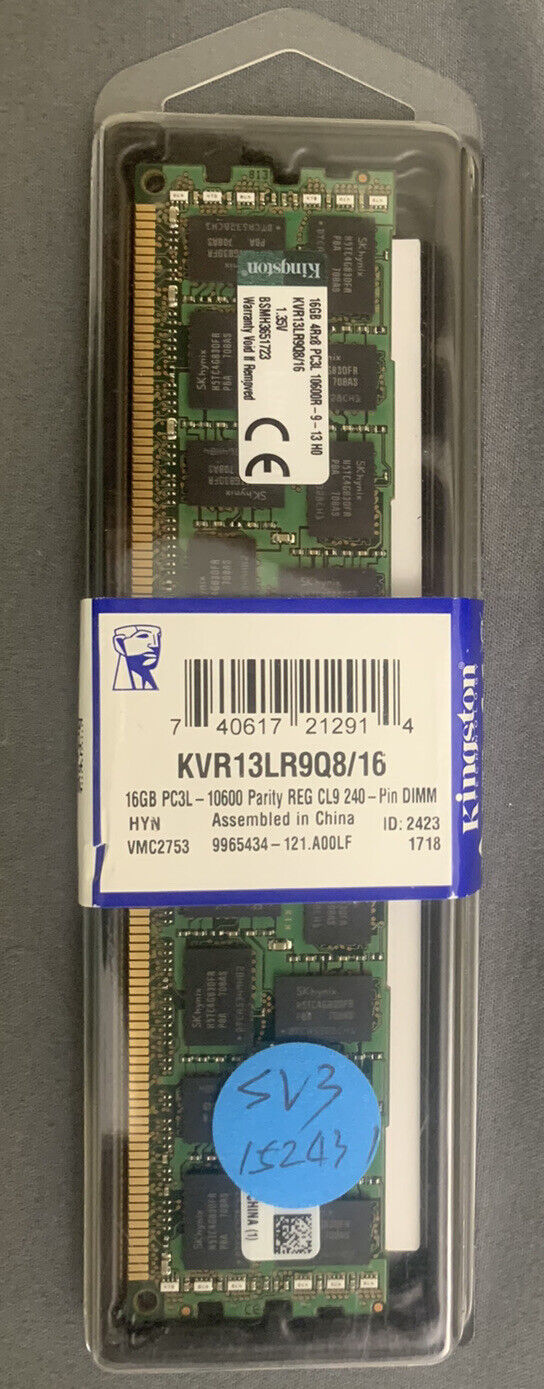 Kingston KVR13LR9Q8/16 16GB PC3L-10600 Reg DIMM DDR3 1333 MHz SDRAM Memory