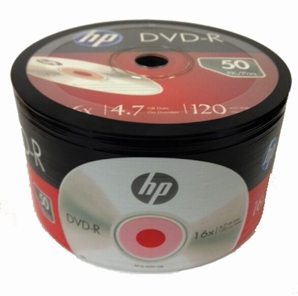 100-Pack HP 16X Logo Blank DVD-R DVDR Recordable Disc Media 4.7GB Shrink Wrapped
