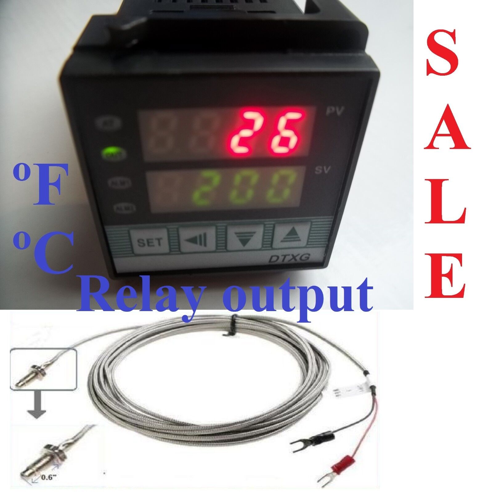 Dual Digital PID Temperature Controller Kiln Furnace Oven +Thermocouple Relay In