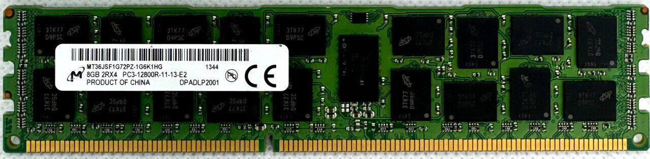 Micron 8GB 2Rx4 PC3-12800R MT36JSF1G72PZ-1G6K1HG DDR3 RDIMM - SERVER RAM