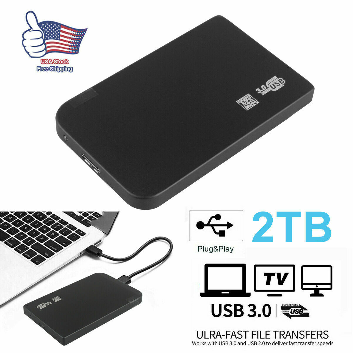 USB3.0 2TB External Hard Drive HDD Externo HD Disk Storage Devices For Laptop PC