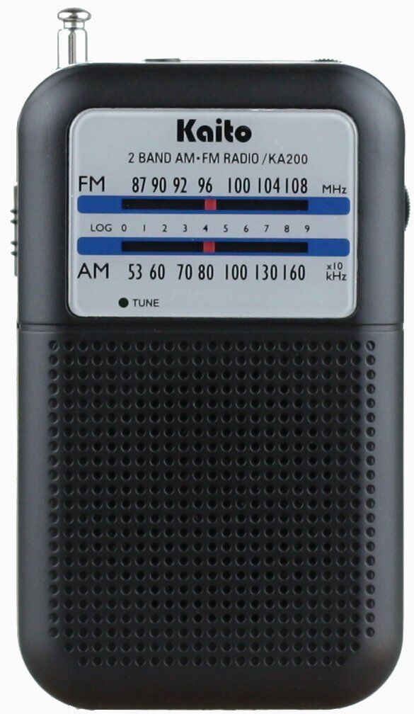 New Kaito KA200 AM FM Portable Pocket Radio Receiver Black Great Holiday Gift