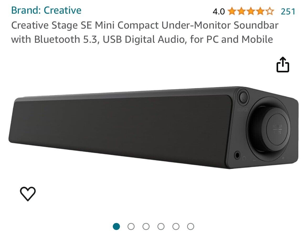 Creative Stage SE Mini Compact Under-Monitor Soundbar
