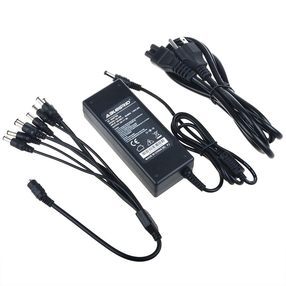 DC 12V 6A Power Supply Adapter +8 Split Power Cable for CCTV Security Camera DVR