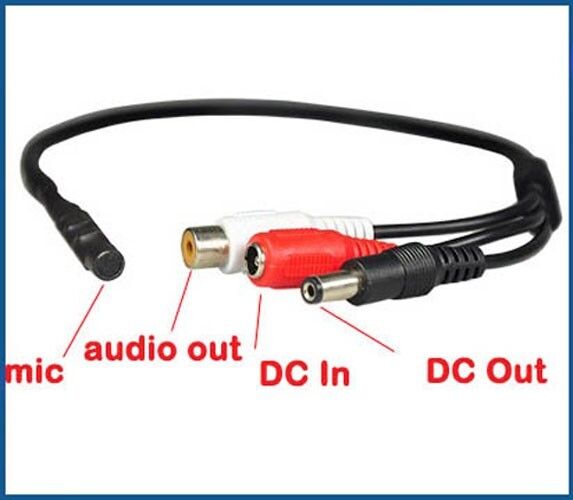 Mini Mic Audio Microphone Cable for CCTV Security Camera Mic With Power Cable