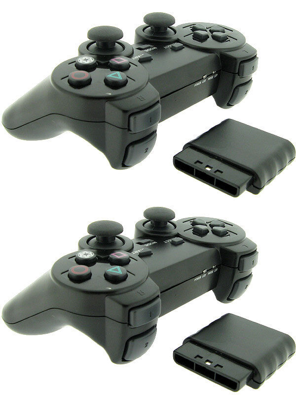 2x For Sony PS2 2.4G Wireless Twin Shock Game Controller Joystick Joypad