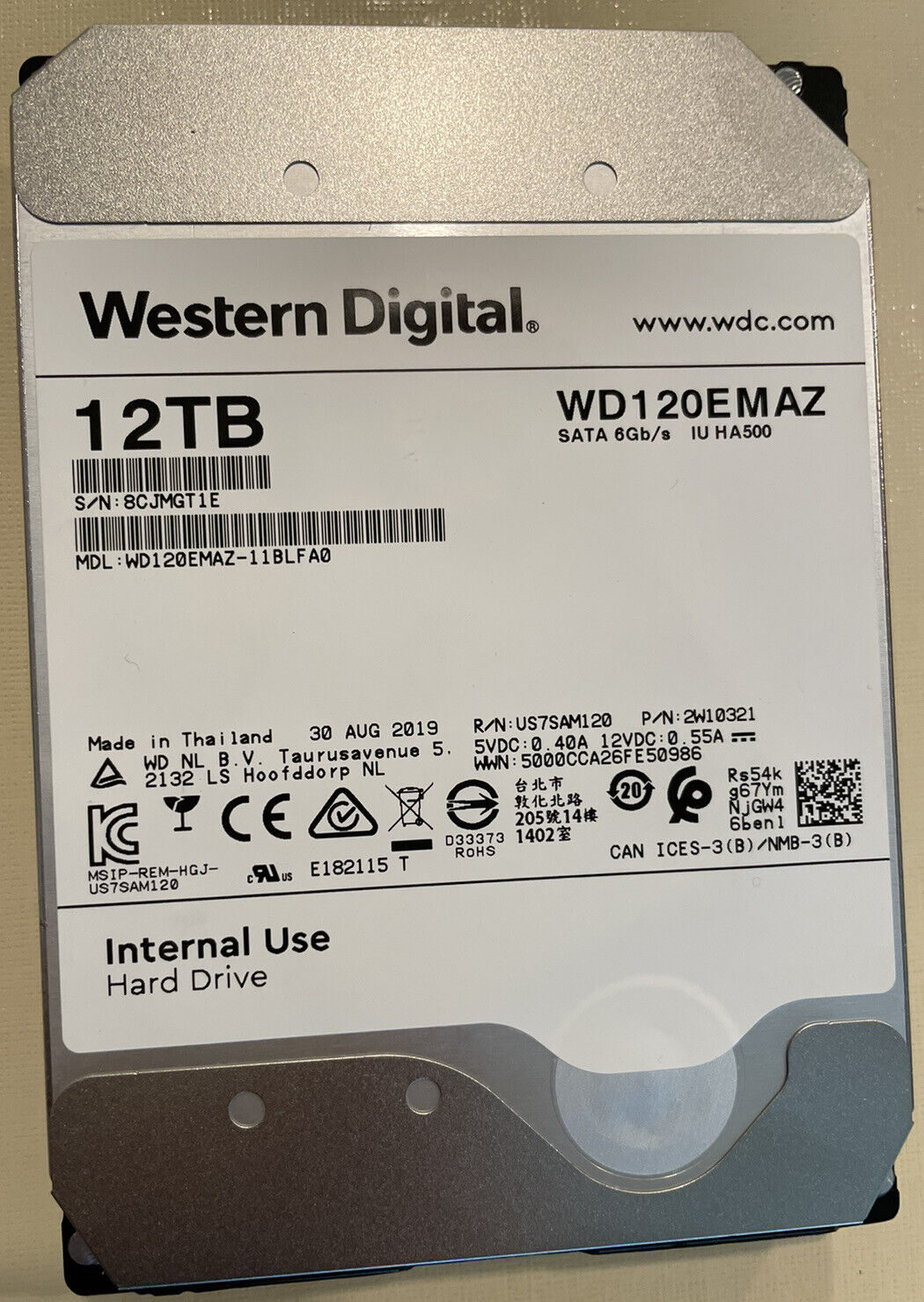 Western Digital 12TB WD120EMAZ White label Red hard drive 3.5\