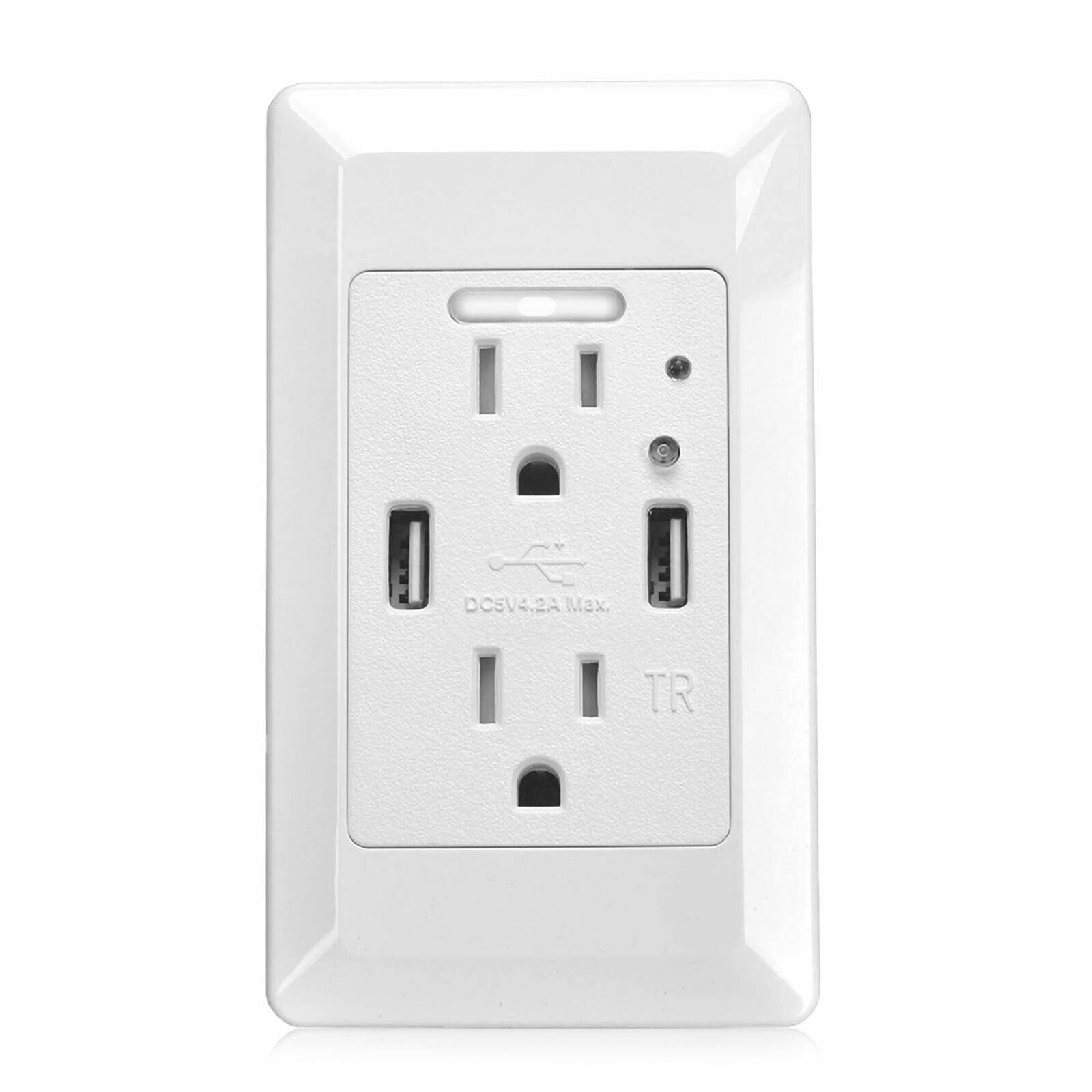 2 USB Ports 4.2A Smart Fast Charging Socket Wall Outlet with LED Night Light