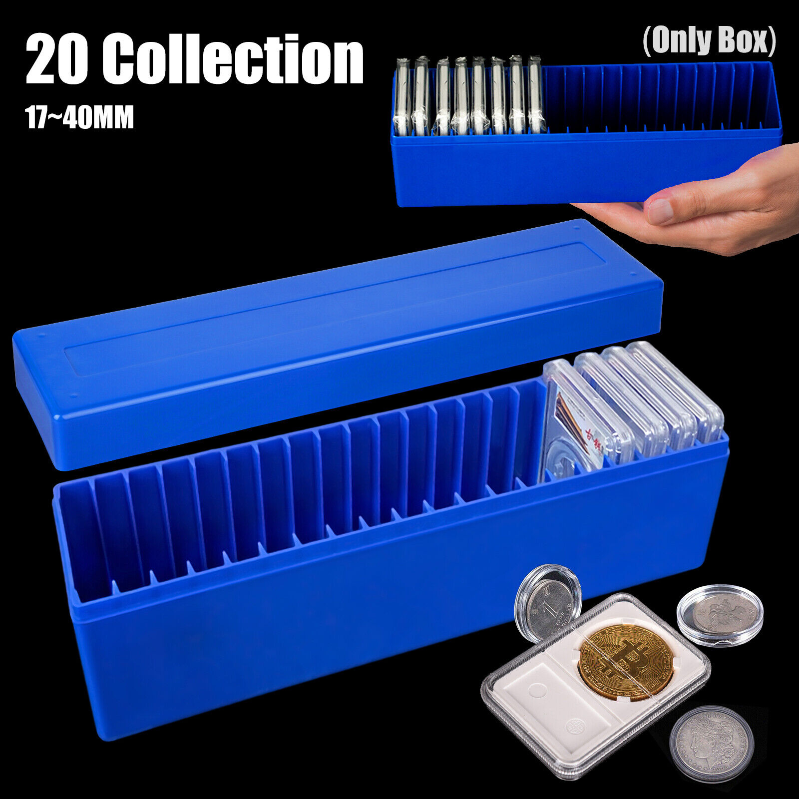 HOT Coin Storage Holder Box Plastic Capsules Case for 20 Certified PCGS NGC Slab