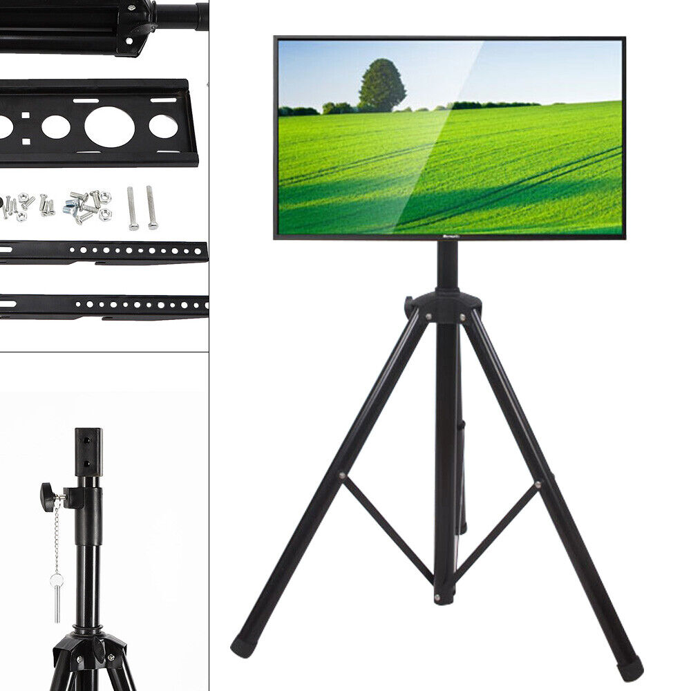 TV Flat Panel Monitor Tripod Floor Stand Height Adjustable Mount Fit 34\