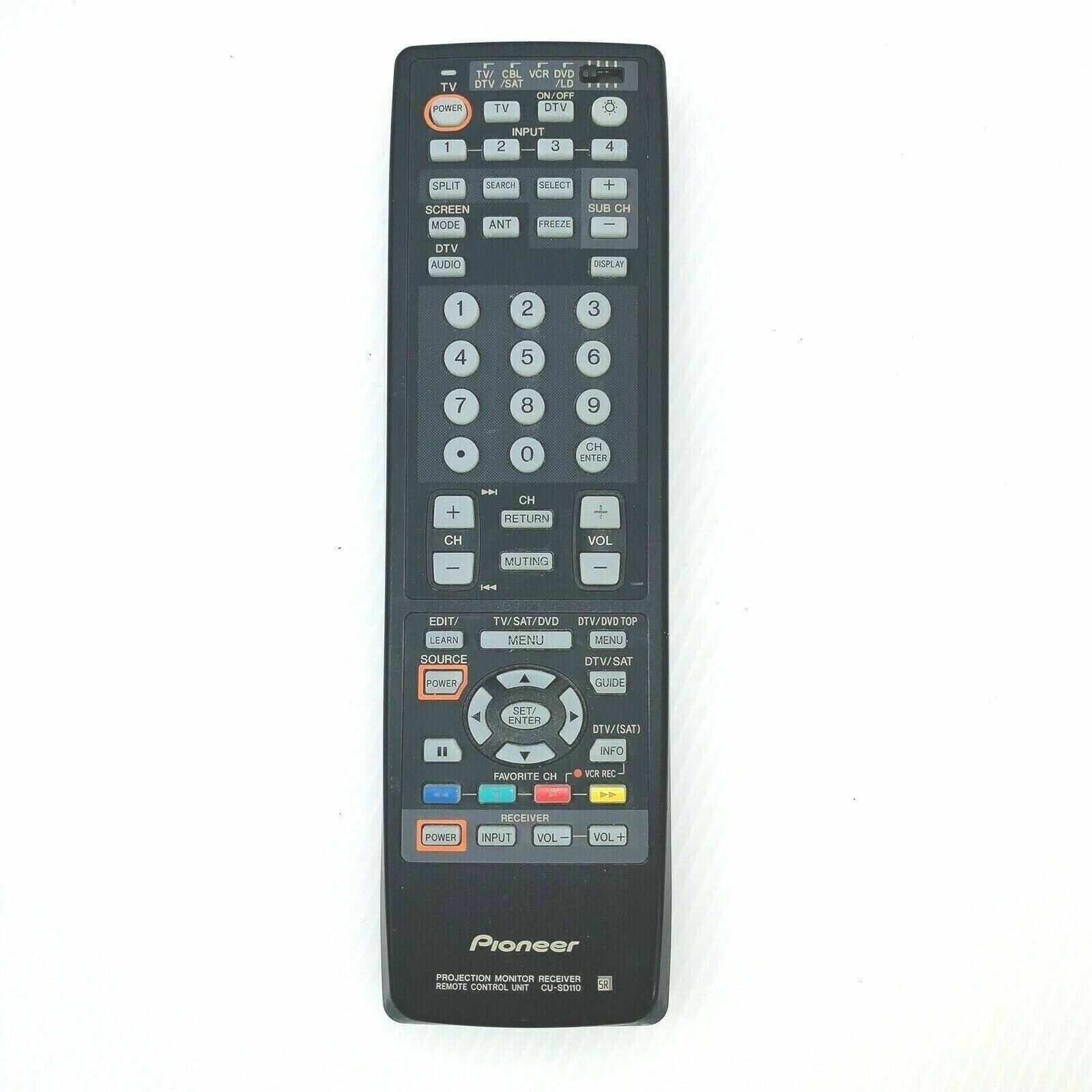 Pioneer Projection TV Monitor Receiver Remote Control CU-SD110 OEM Factory Works