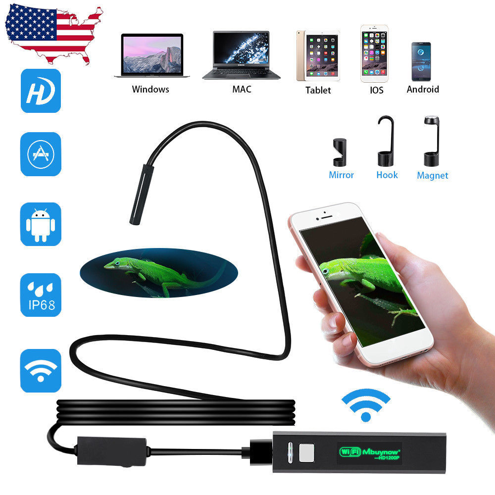 5M 8LED WiFi Borescope Endoscope Snake Inspection Camera for iPhone Android iOS