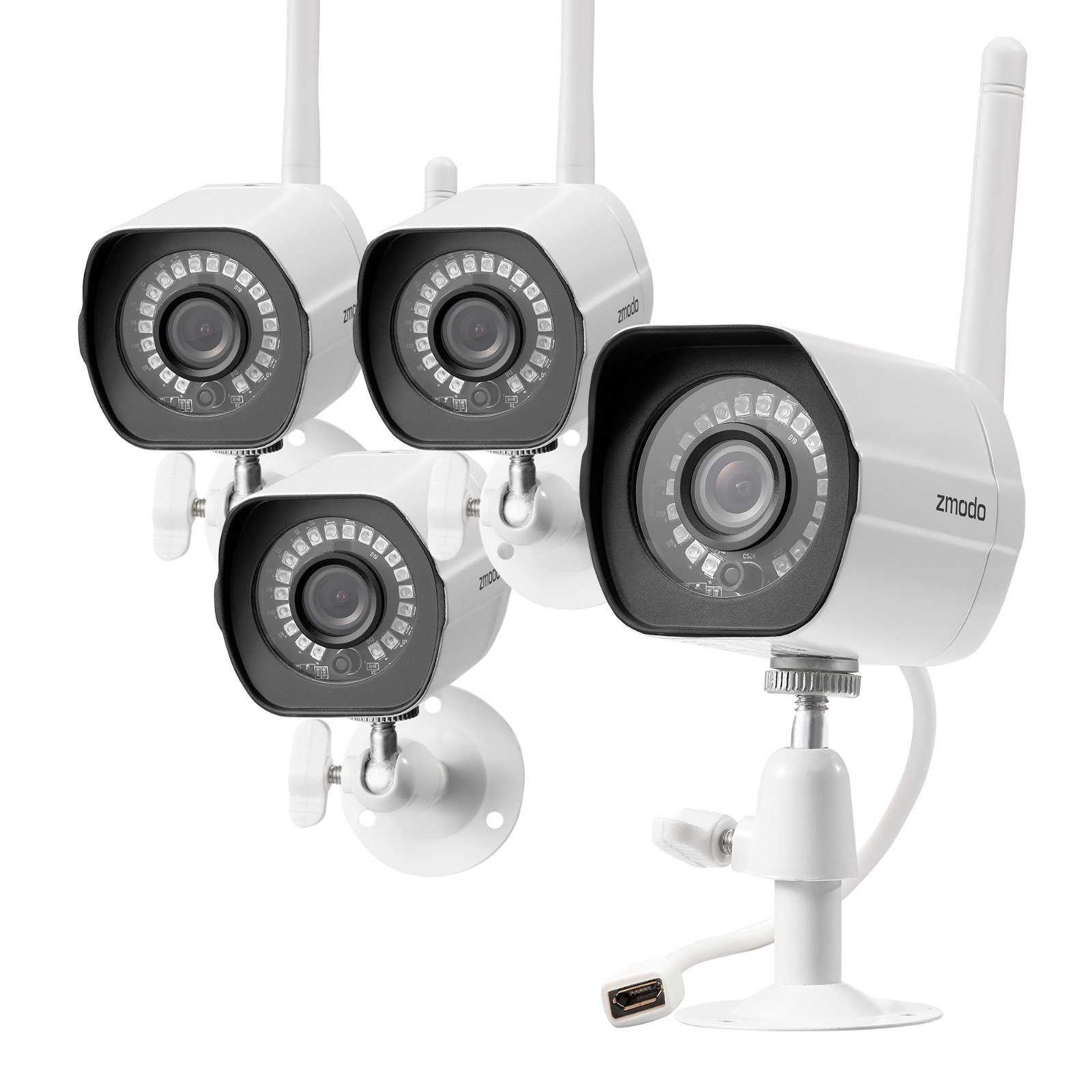 Zmodo 720p 4 Home Outdoor IR Camera Security System IR Night Vision Motion Alert
