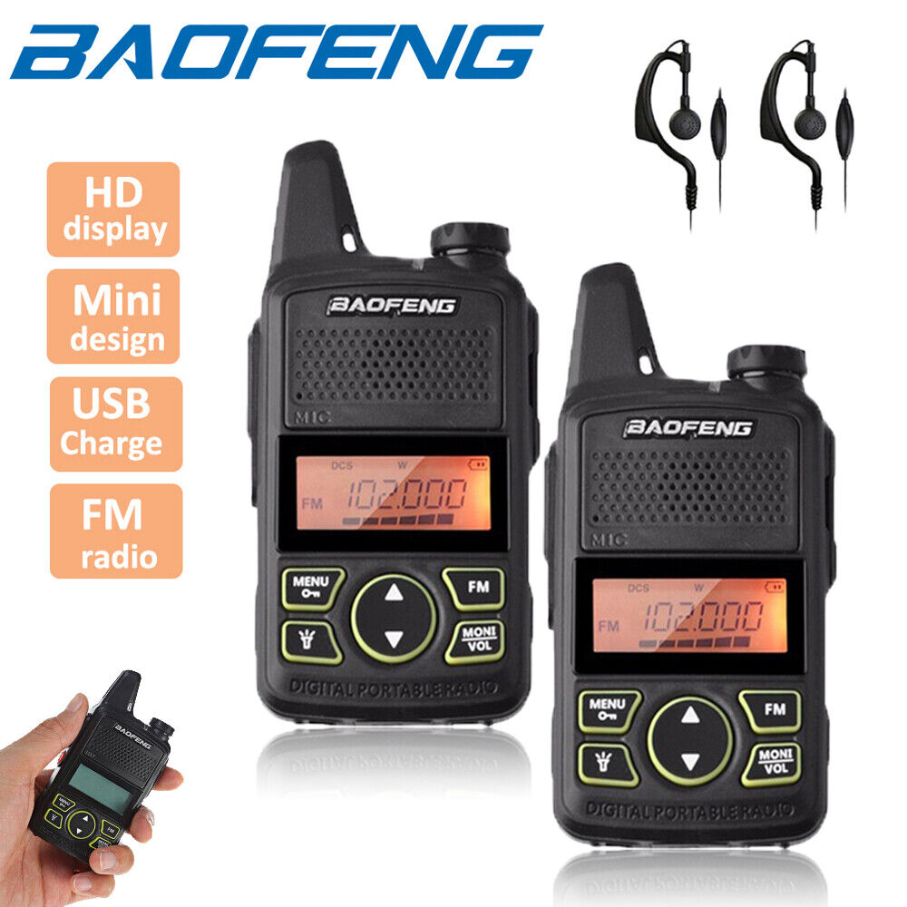 2x Baofeng BF-T1 Two Way Radio UHF 400-470MHz Walkie Talkie Long Range + Headset