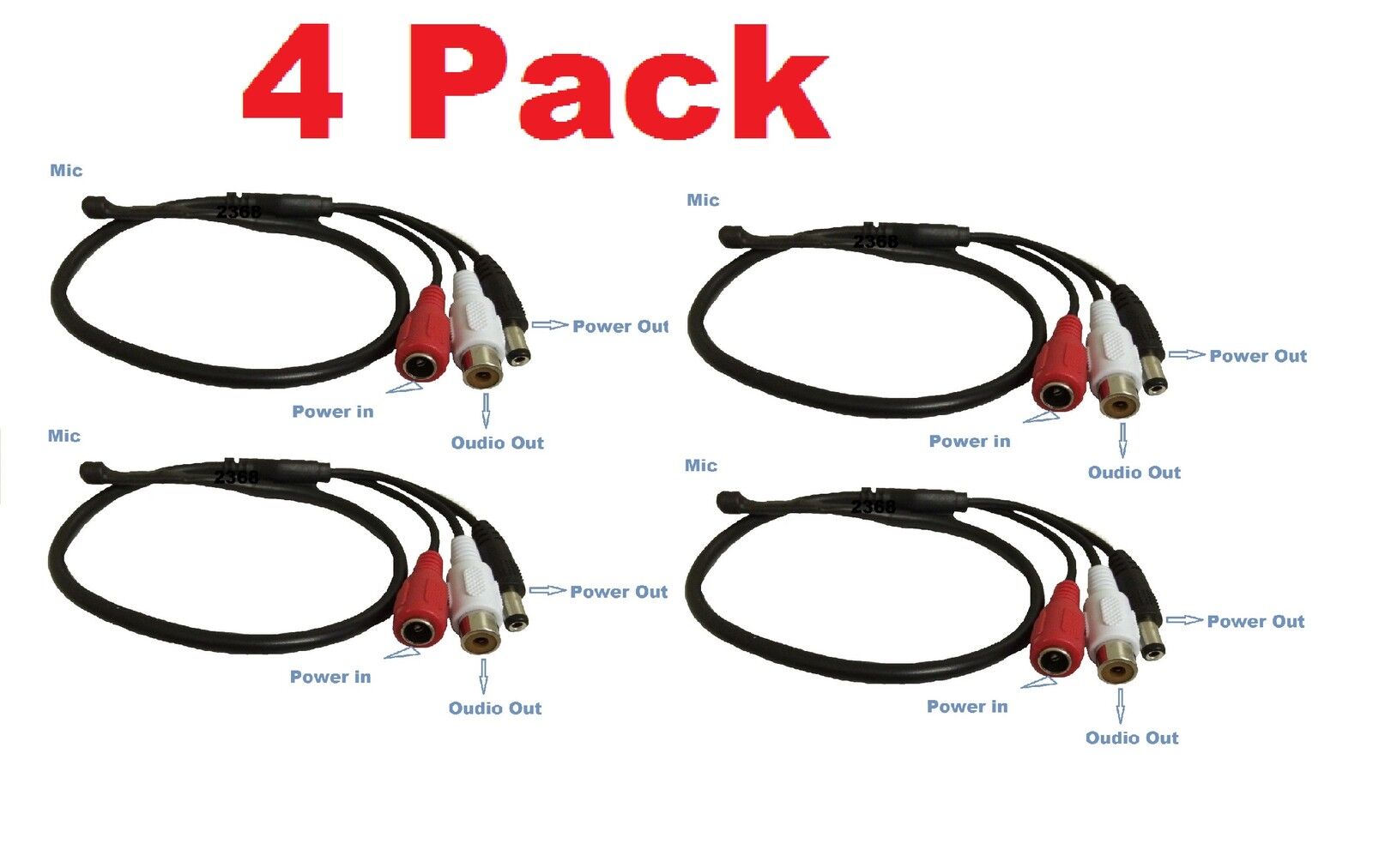 4 Pack High Sensitive Audio Mic Microphone for CCTV Security Camera 
