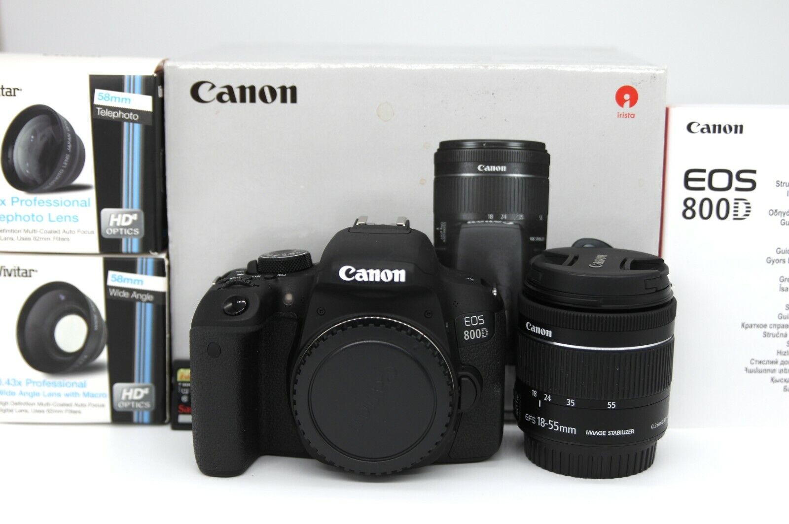 Canon EOS Rebel T7i / EOS 800D 24.2MP Digital SLR Camera, EF-S 18 55 IS bundle