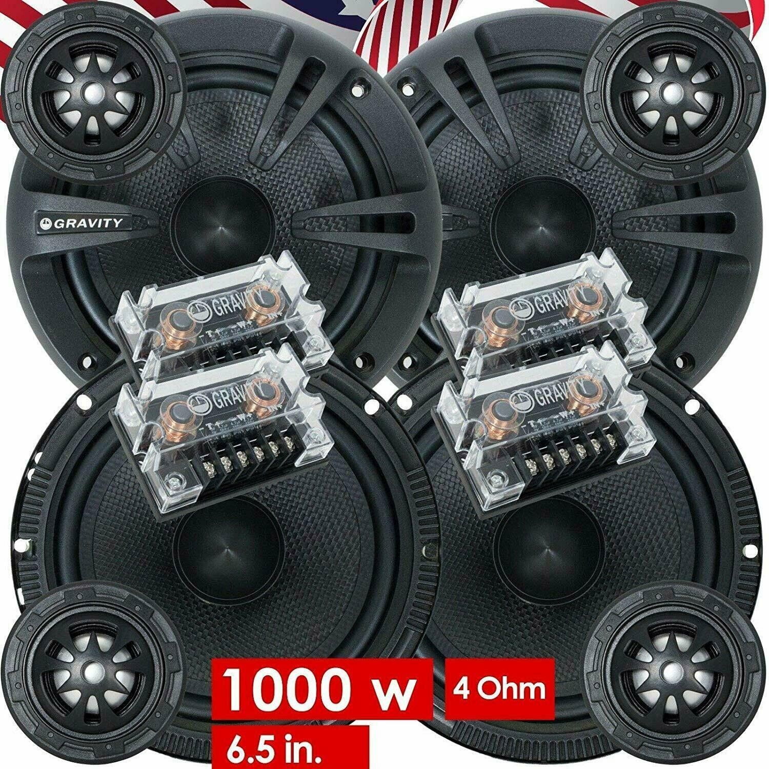 (2) Pairs Gravity 6.5-Inch 2-Way 1000W SET Car Audio Component Speaker 2000WX4