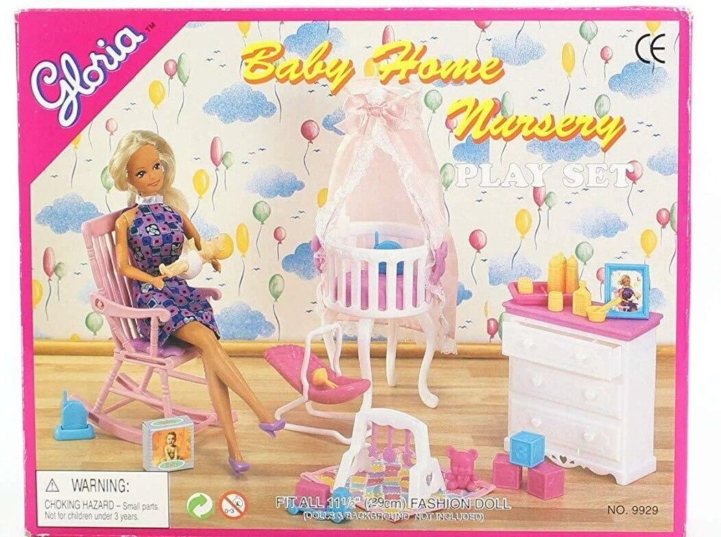 Gloria Barbie Size Dollhouse Furniture Baby Home Nursery Play Set