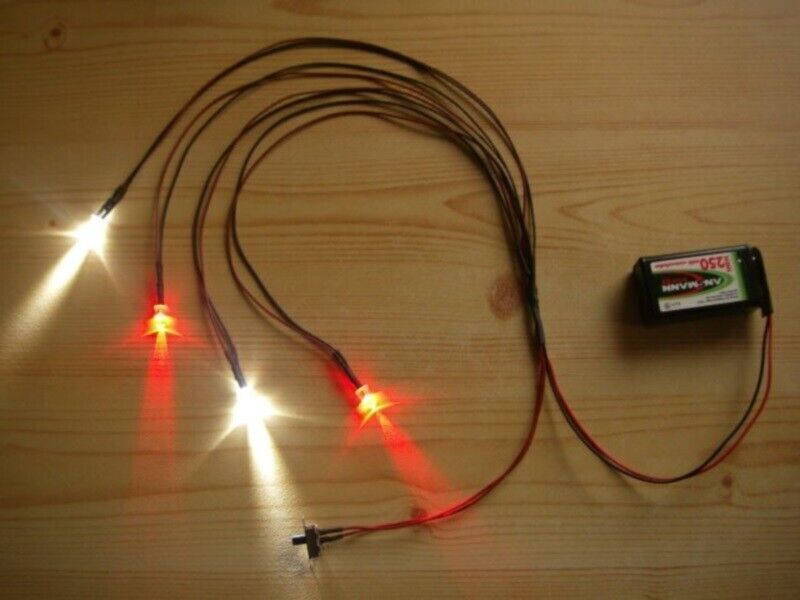 LED Lighting RC Tuning Xenon 1:8 1:10 1:18 1:24 + Switch Battery Clip S215