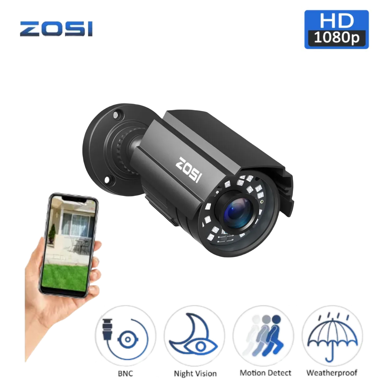 ZOSI 1080P 4in1 Wired CCTV Security Camera Outdoor Waterproof Night Vision
