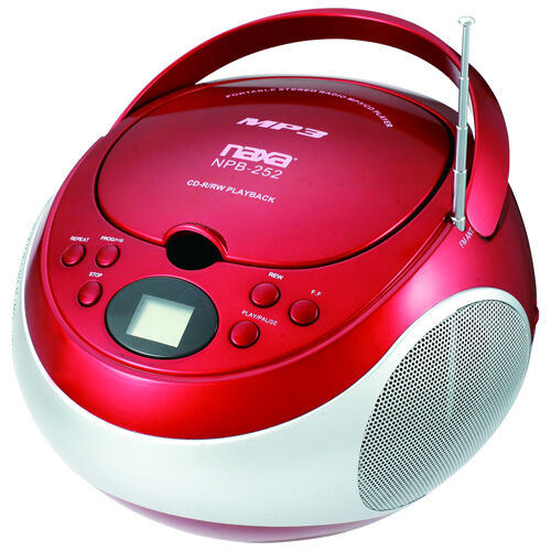NAXA Electronics Portable MP3/CD Player with AM/FM Stereo Radio (Red) NEW