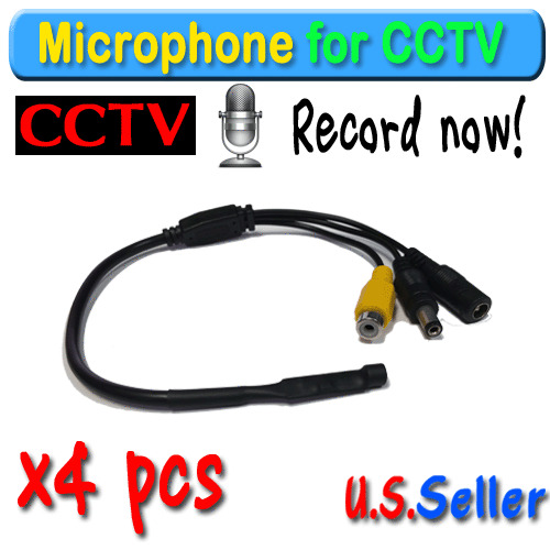 4 Pack Audio High Sensitive  Mic Microphone for CCTV Security Camera DVR System