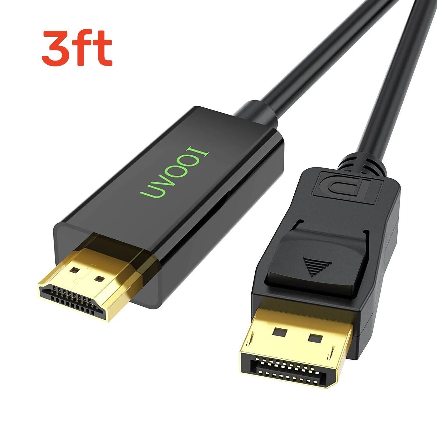 3FT Display Port DP to HDMI Cable 1080P 60Hz for PCs to HDTV Monitor Projector