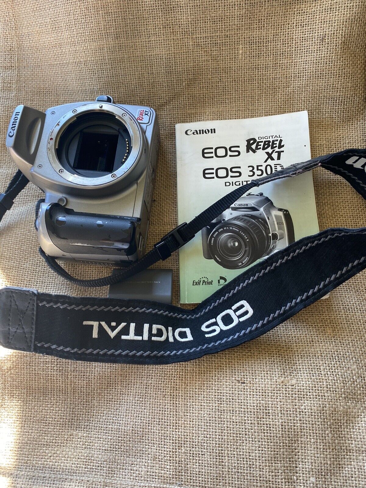 Canon EOS Rebel XT / EOS 350D 8.0MP Digital SLR Camera Body Only W/Battery Strap