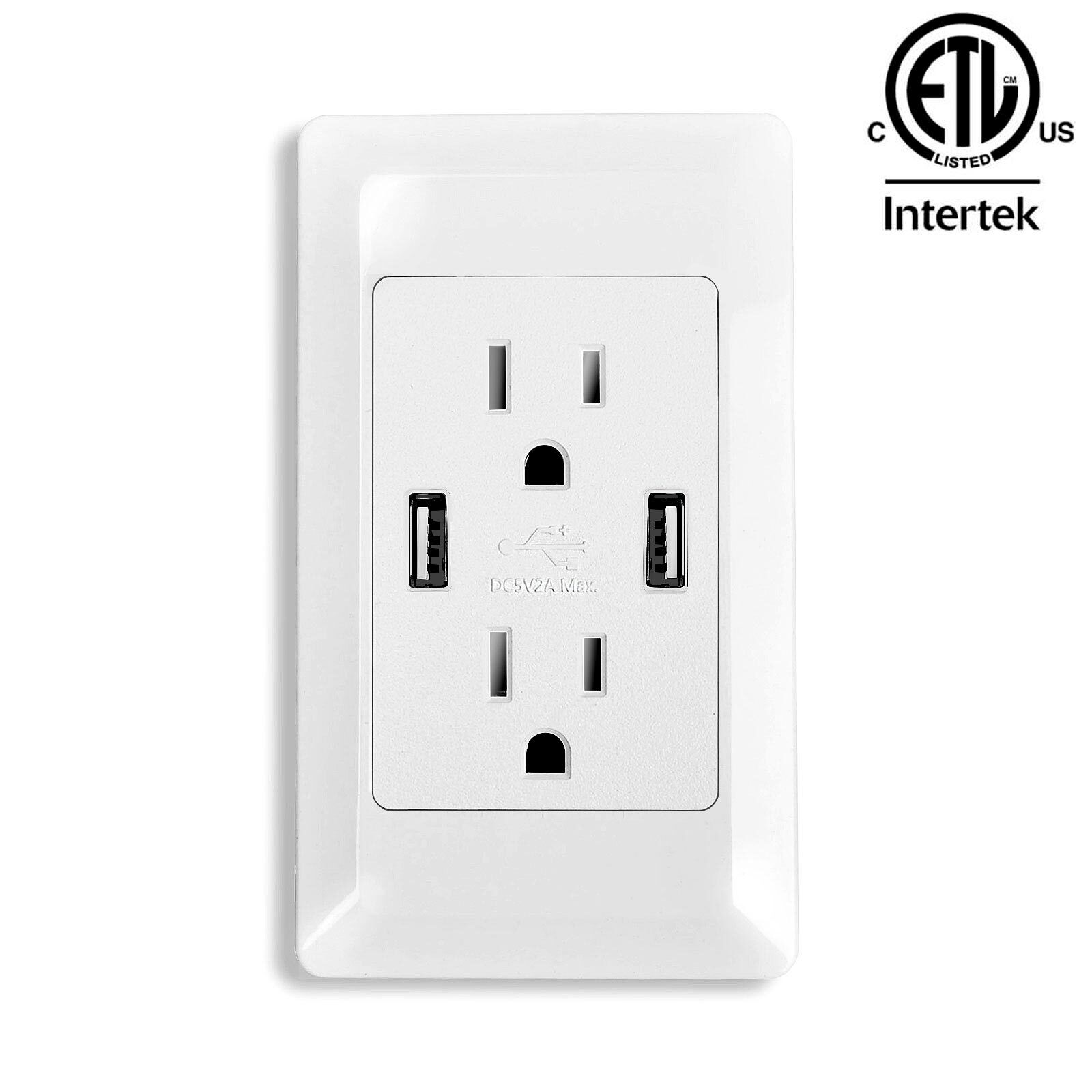 1 PK Dual Plug Wall Plate Socket Adapter With Dual USB Port Power Outlet Charger