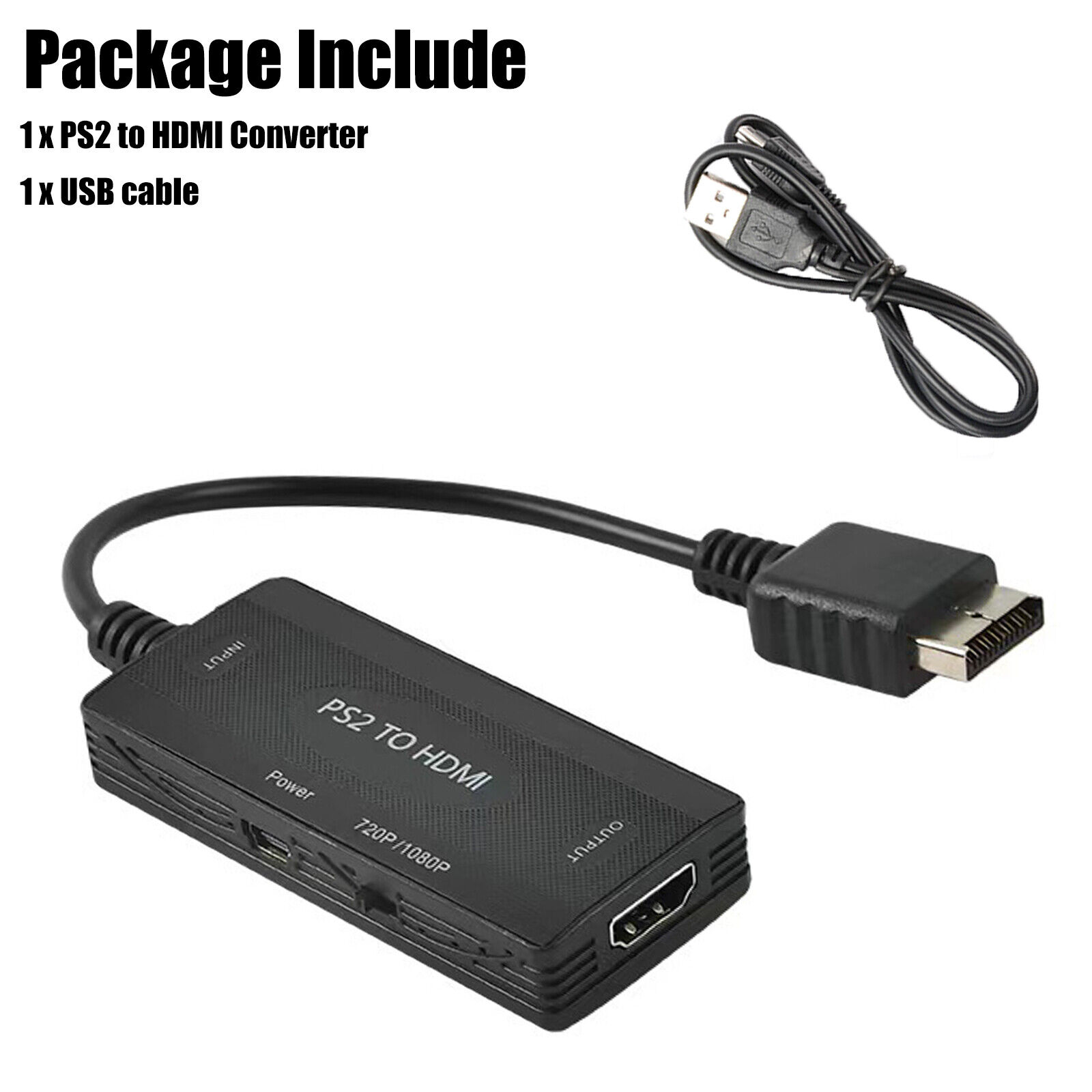 PS2 to HDMI Converter 1080P HD Monitor HDTV Video Adapter for PlayStation 1/2/3