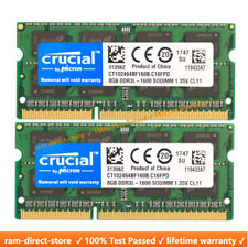 Crucial  DDR3 16GB 1600 2x 8GB PC3-12800 Laptop SODIMM Memory RAM PC3L 16G DDR3L picture