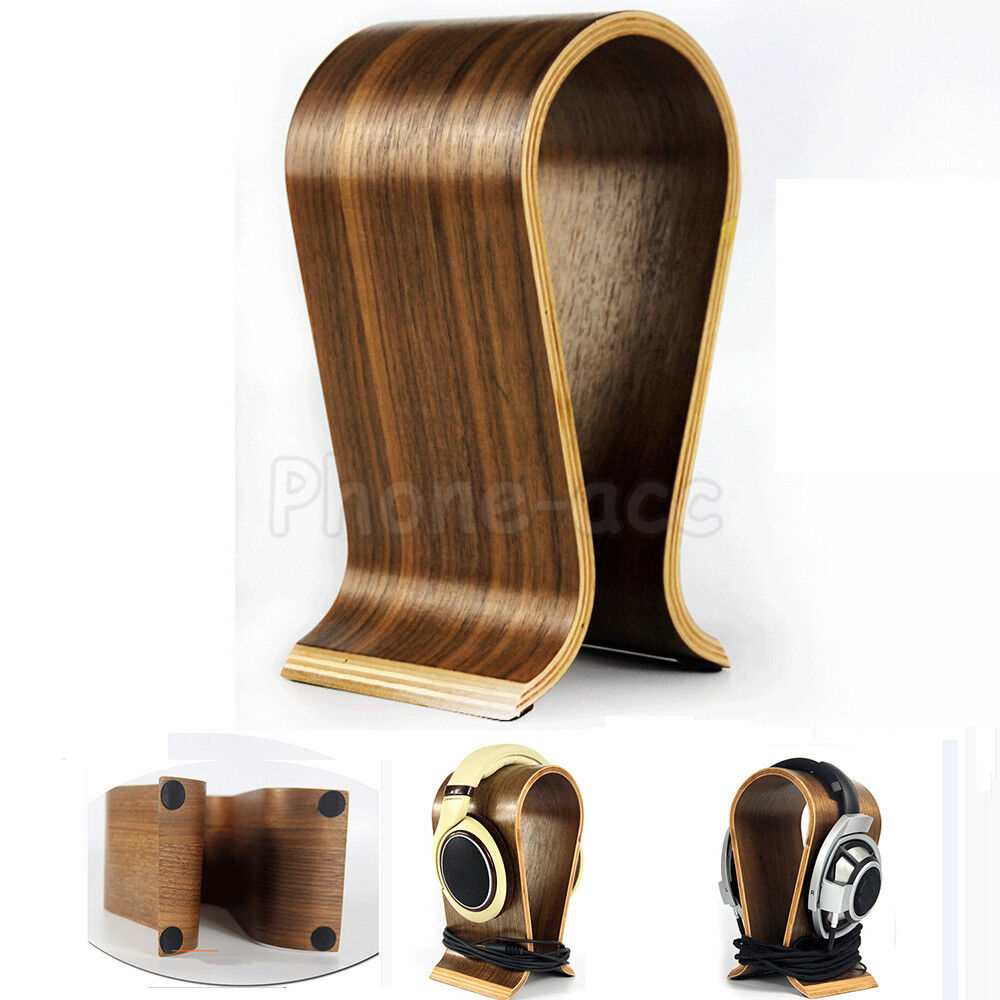 U shape Wood Headphone Display Stand Earphone Hanger Headset Bracket Shelf Rack