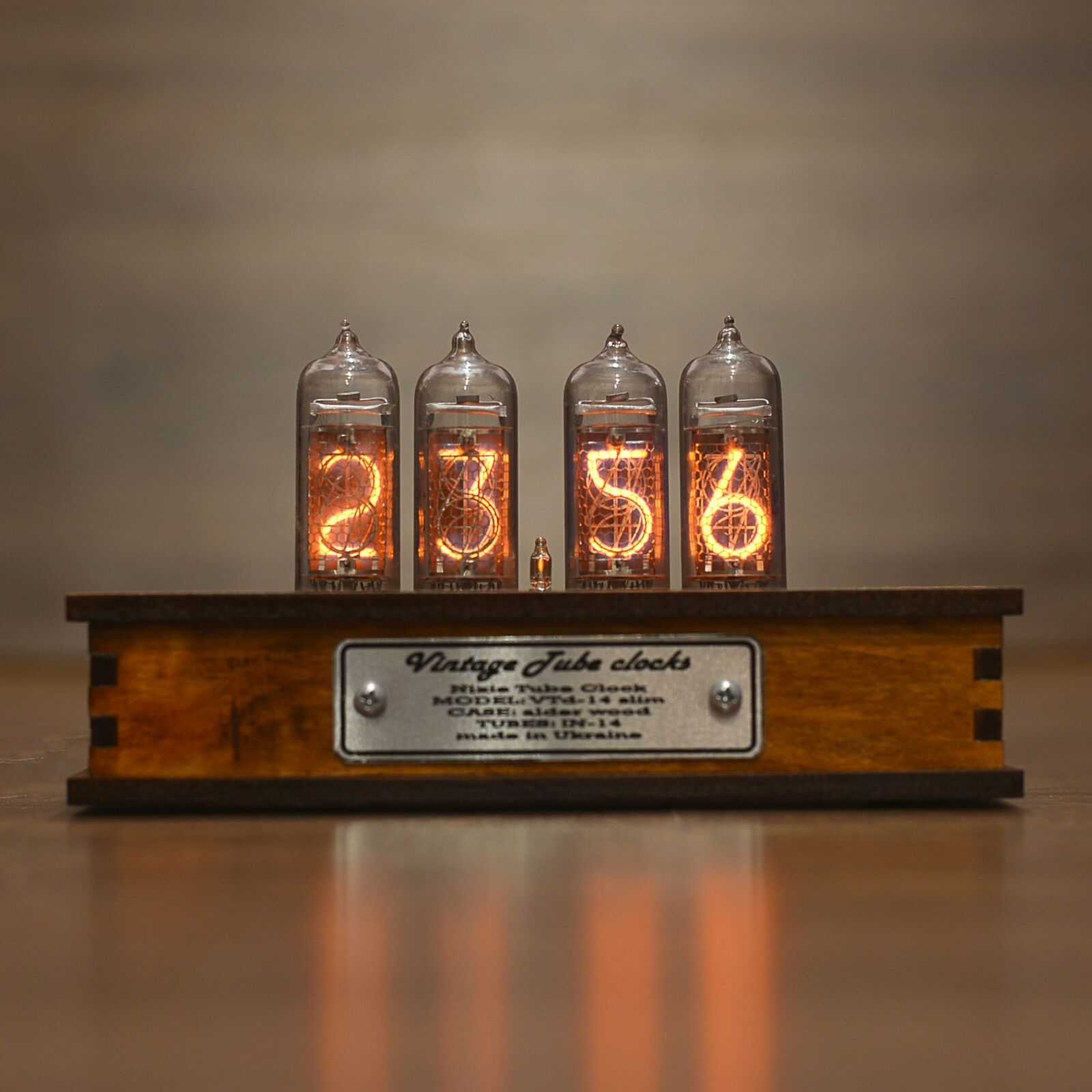 Nixie Tube Clock with Replaceable IN-14 Tubes, Motion Sensor, Visual Effects