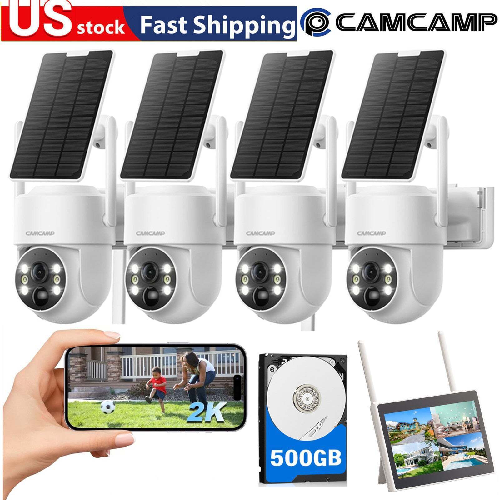 CAMCAMP Solar Wireless Security Camera System with 10\