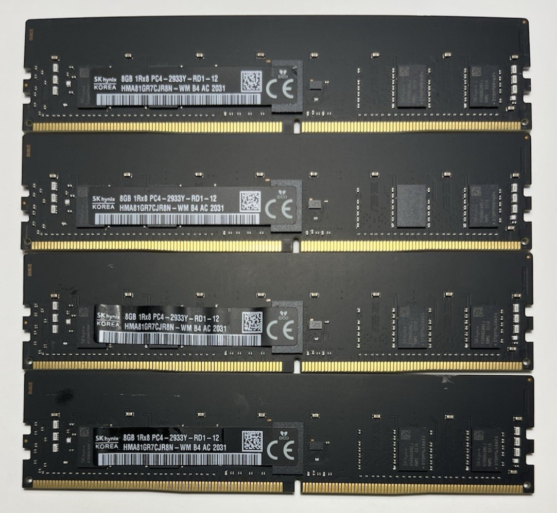 32GB (4x8GB) SKHynix Server ECC RAM DDR4 PC4 2933Y HMA81GR7CJR8N-WM Memory Apple 32GB (4x8GB) SKHynix Server ECC RAM DDR4 PC4 2933Y HMA81GR7CJR8N-WM Memory Apple