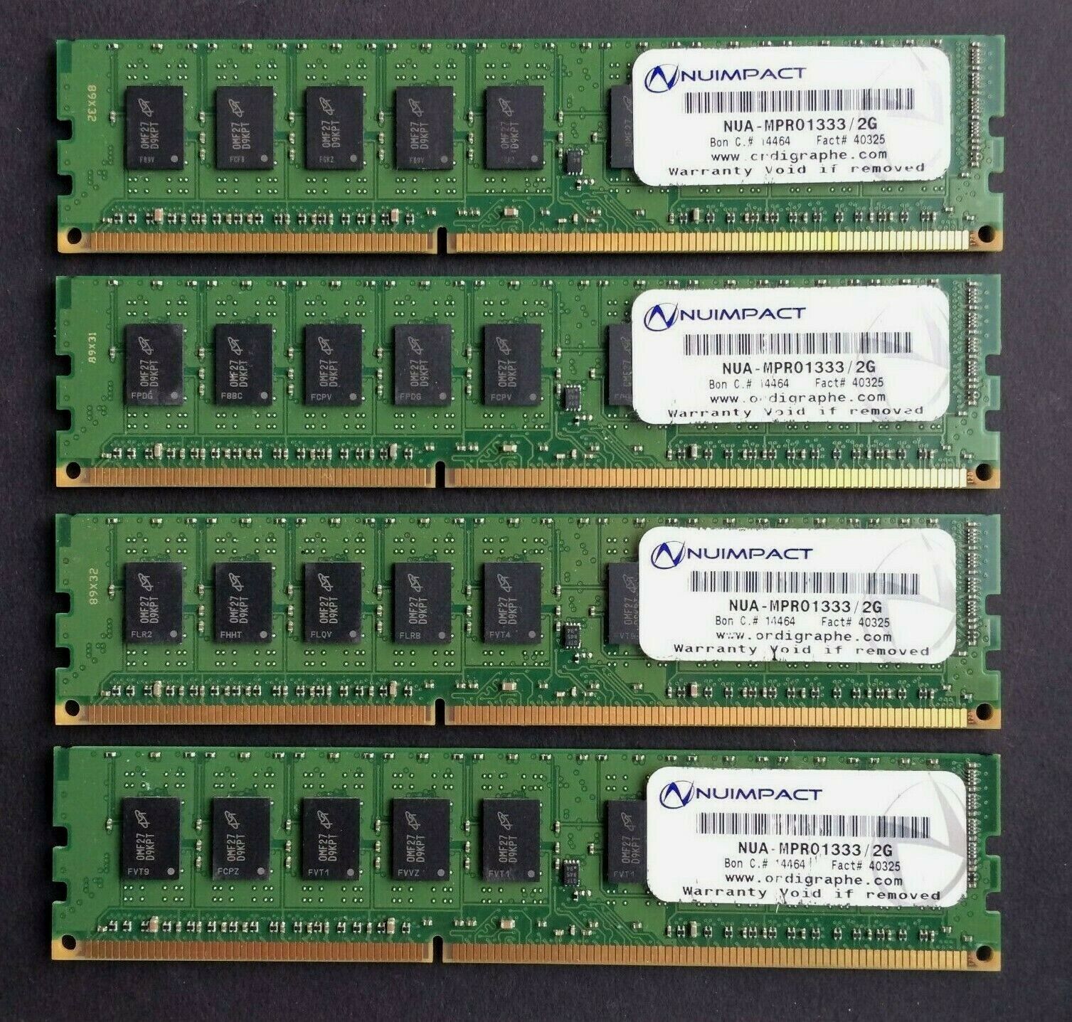 NUIMPACT RAM Memory 8GB kit (4x2GB modules) DDR3 NUA-MPRO-1333 240 pins 
